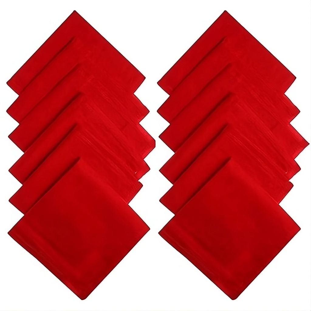 Red Handkerchief (Rumal) 100% Cotton For Men - Set Of 12 Pcs (48 x 48 cm) Hankies