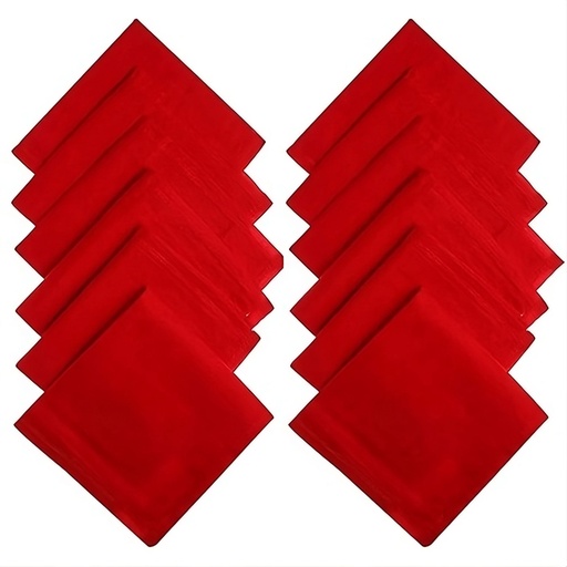 Red Handkerchief (Rumal) 100% Cotton For Men - Set Of 12 Pcs (48 x 48 cm) Hankies